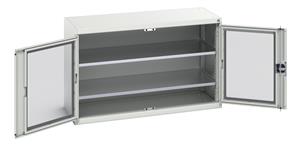 Verso Glazed Clear View Storage Cupboards for Tools with Shelves Verso 1300W x 550D x 800H Window Cupboard 2 Shelves
